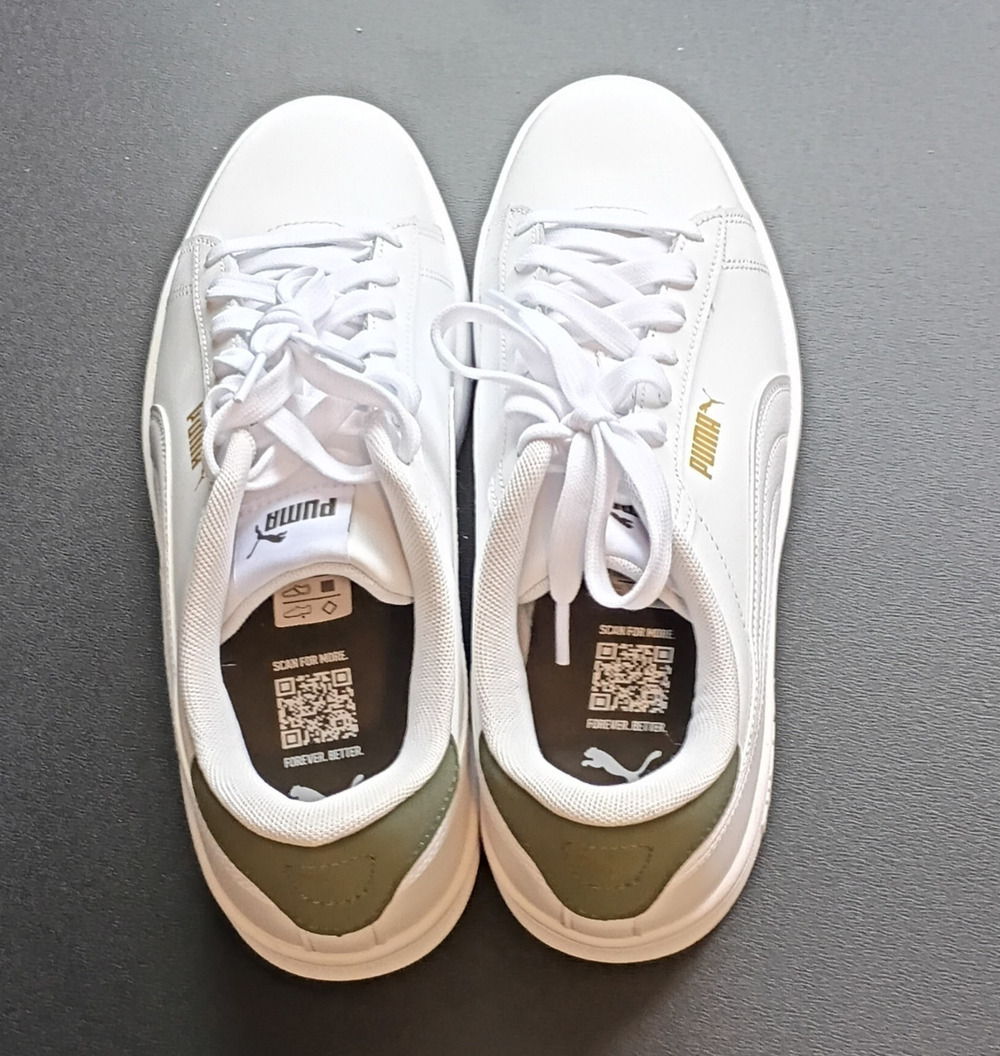 PUMA Men’s White/Green/Gold Low Top Lace-Up Athletic Sneakers New No Box